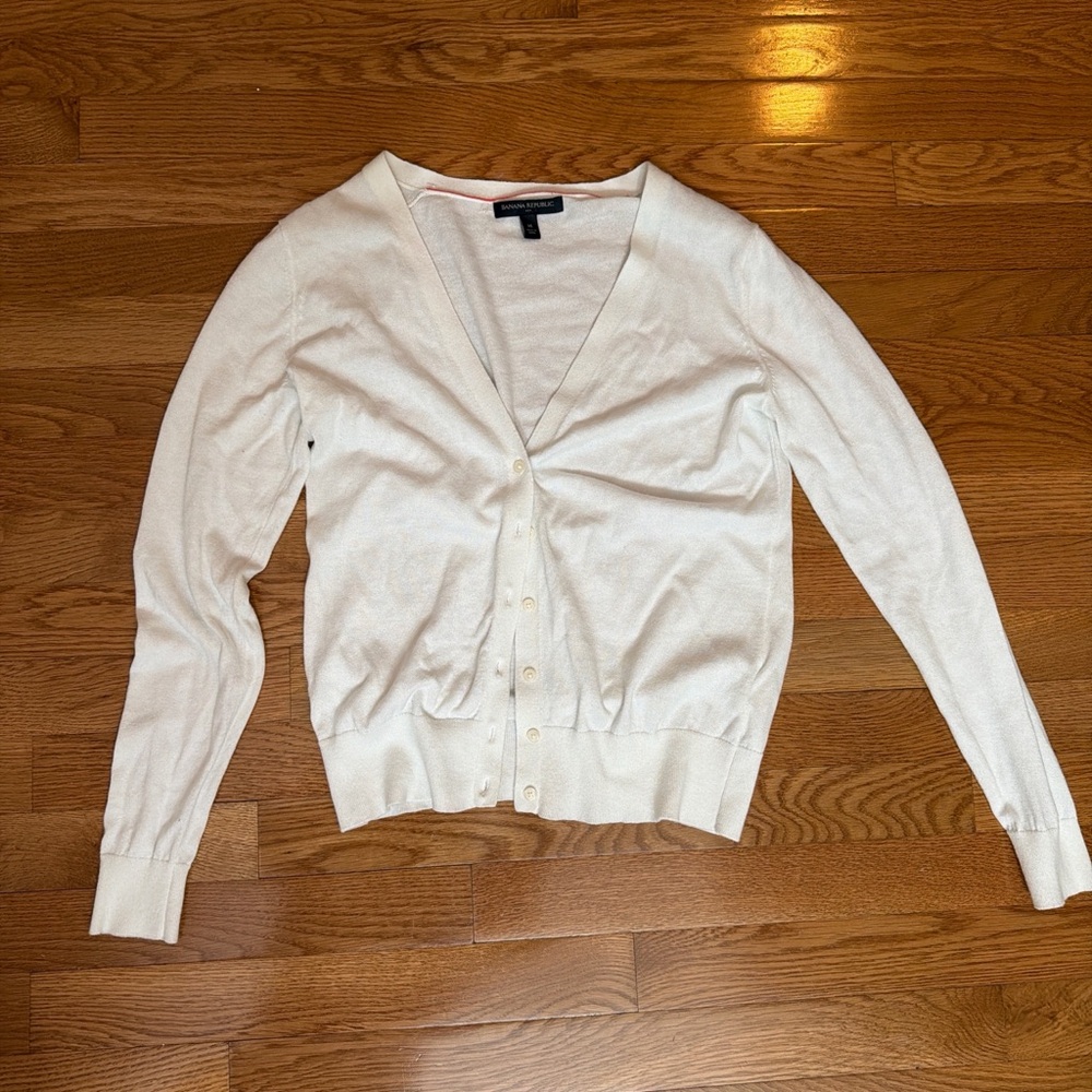 Banana Republic White Cardigan Sweater